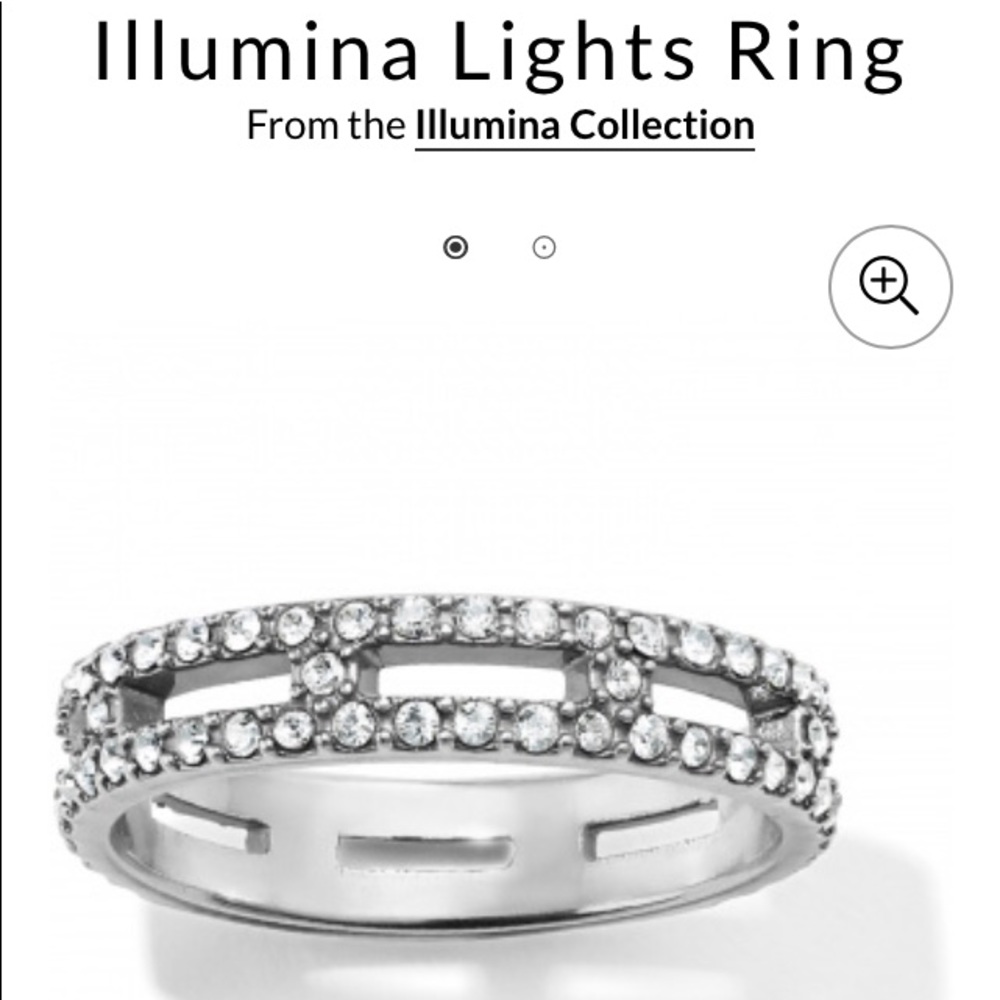 BRIGHTON size 10 Rhinestone Silver Dual Band “H” Illumina J62811 classic $70NEW